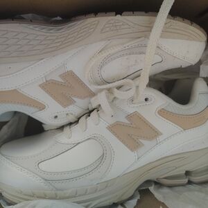 New Balance Beige and White Sneakers